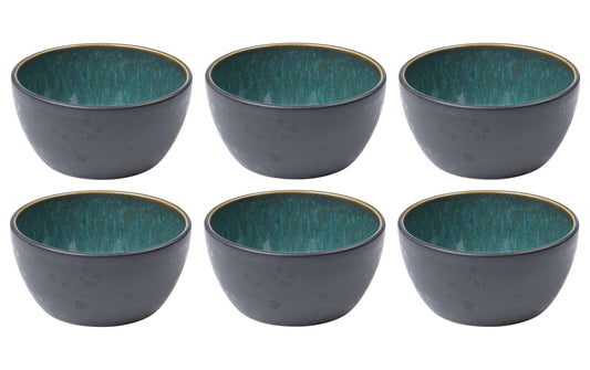 Bitz | Schale 10cm Schwarz/Grün | 6 Stk., D: 10cm, H: 5cm, Stoneware