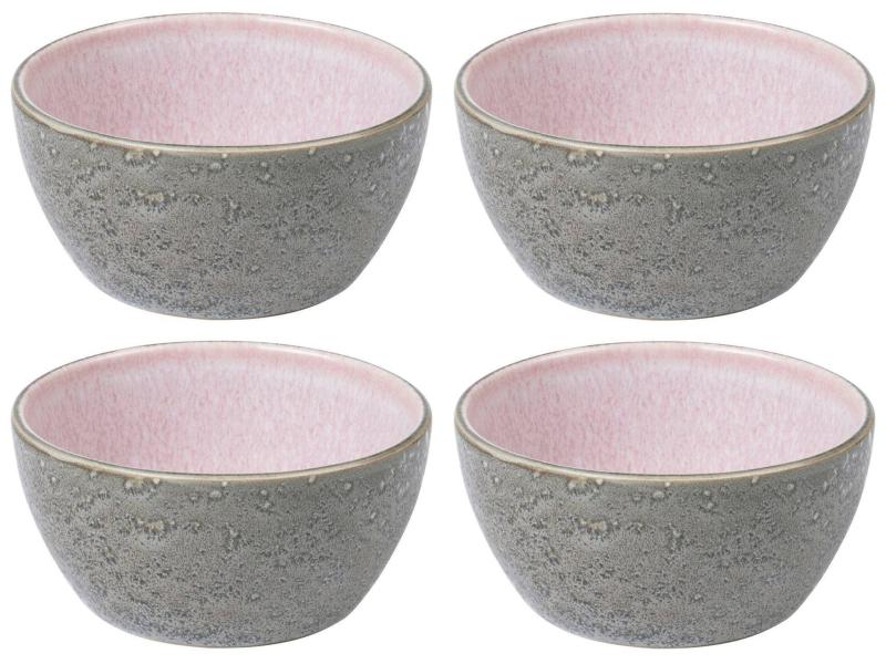 Bitz | Schale 12cm Grau/Pink | 4 Stk., D: 12cm, H: 6cm, Stoneware