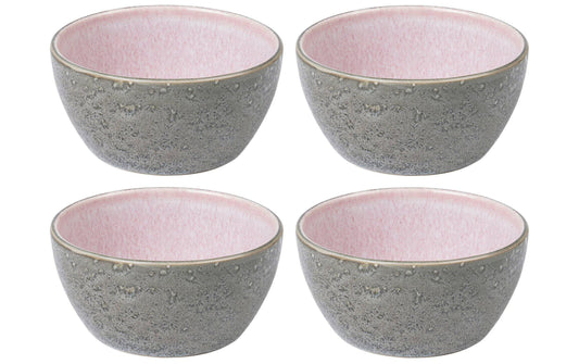 Bitz | Schale 12cm Grau/Pink | 4 Stk., D: 12cm, H: 6cm, Stoneware