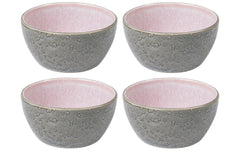 Bitz | Schale 12cm Grau/Pink | 4 Stk., D: 12cm, H: 6cm, Stoneware
