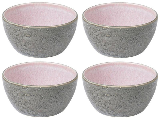 Bitz | Schale 12cm Grau/Pink | 4 Stk., D: 12cm, H: 6cm, Stoneware