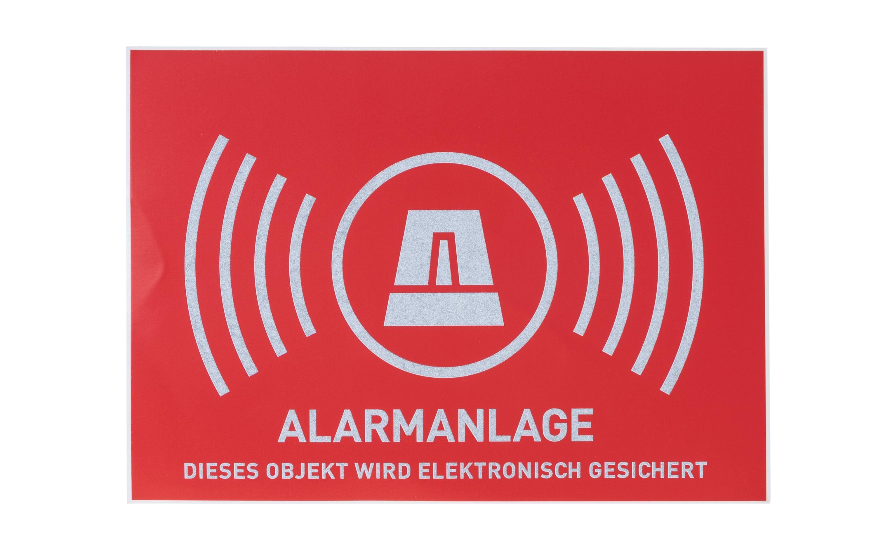 Warn Aufkleber Alarmanlage, deutsch