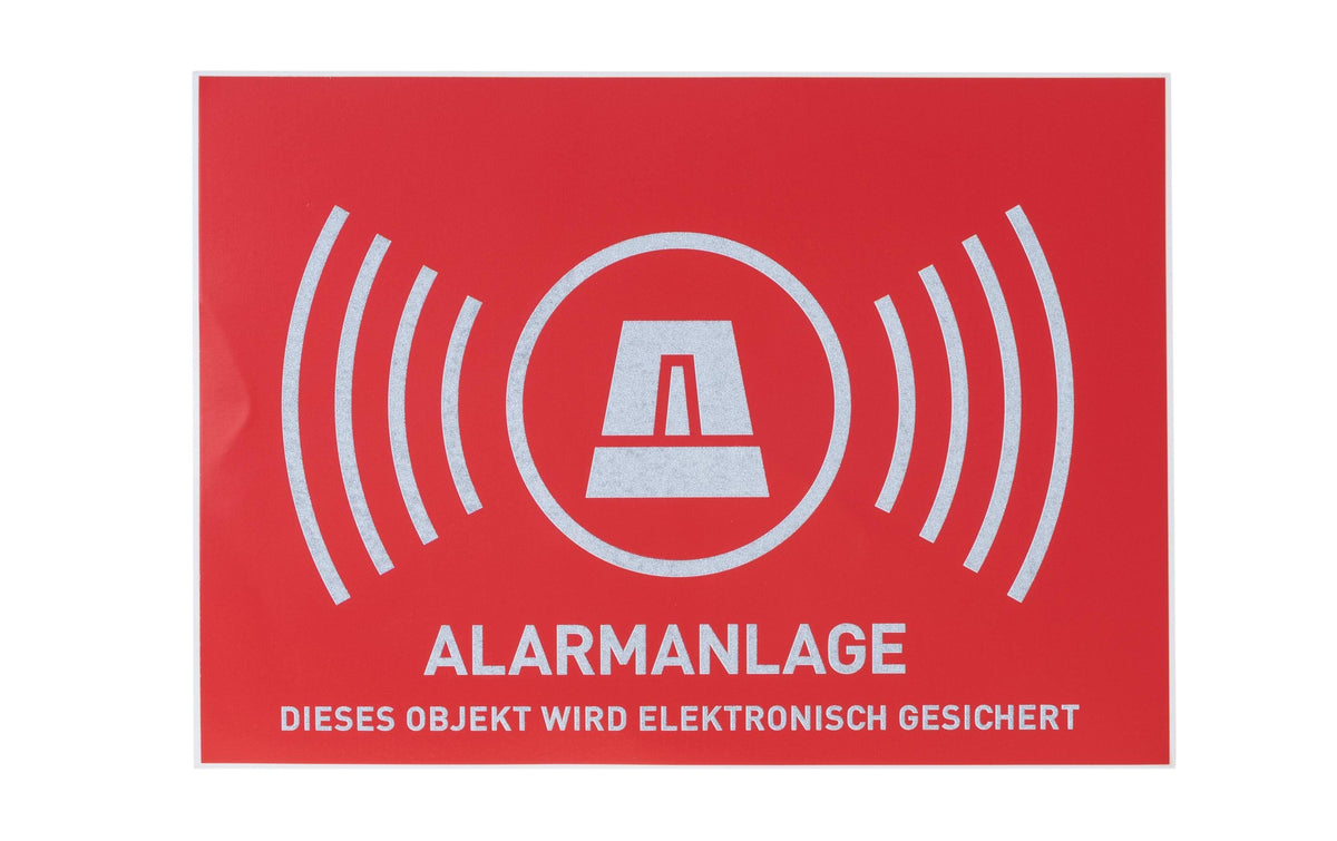 Warn Aufkleber Alarmanlage, deutsch