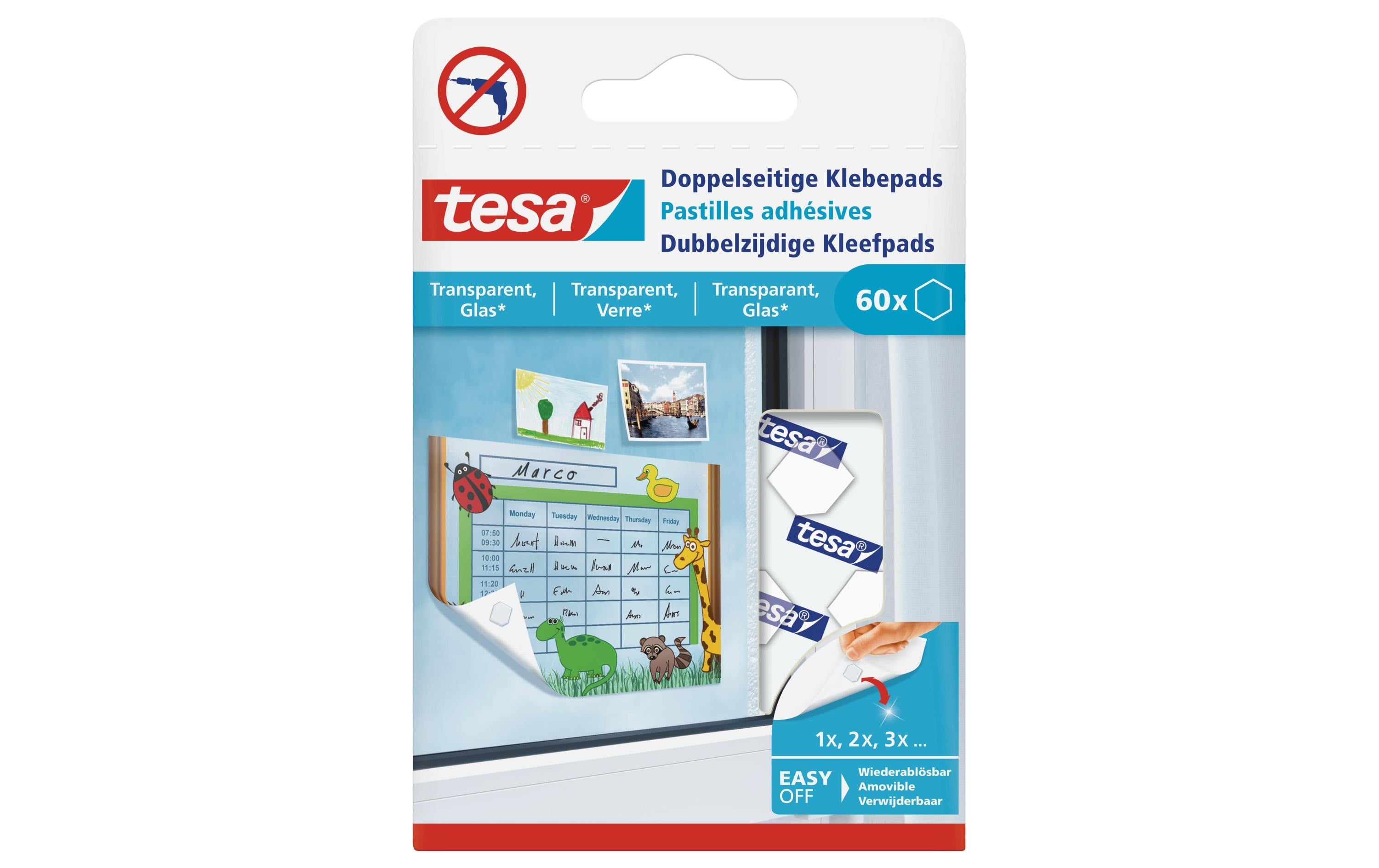 Tesa Doppelseitige Klebepads transparent