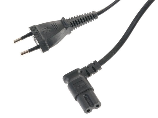 Niwotron | Netzkabel Euro T26 - C7, 1.5 m schwarz | T26 gerade, C7 geweinkelt