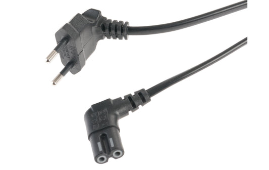Niwotron | Netzkabel Euro T26 - C7, 5 m schwarz | T26 geweinkelt, C7 gewinkelt