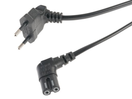 Niwotron | Netzkabel Euro T26 - C7, 2 m schwarz | T26 geweinkelt, C7 gewinkelt