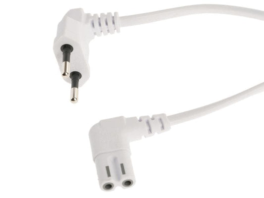 Niwotron | Netzkabel Euro T26 - C7, 5 m weiss | T26 geweinkelt, C7 gewinkelt