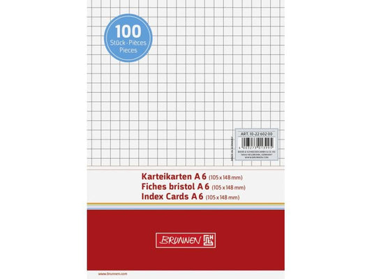Brunnen | Karteikarten A6 kariert | 100 Stück, weiss