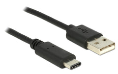 Delock | USB2.0-Kabel A-TypC: 50cm, schwarz | max. 480Mbps, Typ-C
