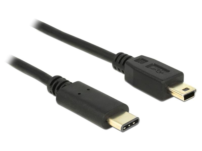 Delock | USB2.0-Kabel TypC - MiniB: 50cm, schwarz | max. 480Mbps, Typ-C