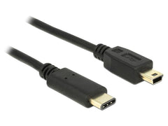 Delock | USB2.0-Kabel TypC - MiniB: 50cm, schwarz | max. 480Mbps, Typ-C