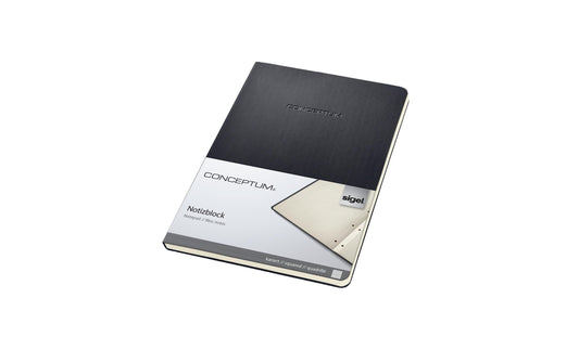 Sigel | Conceptum Notizblock Hardcover A5 | 120 Blatt kariert, 2-fach Lochung, schwarz