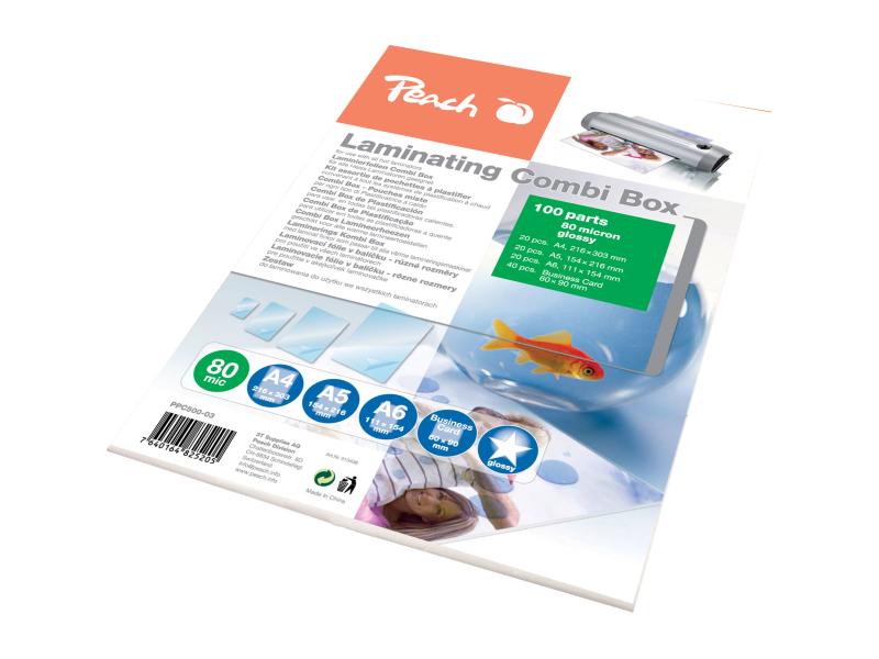 Peach | Laminating Combi Box | 20xA4,20xA5,20xA6,40xbusiness cards