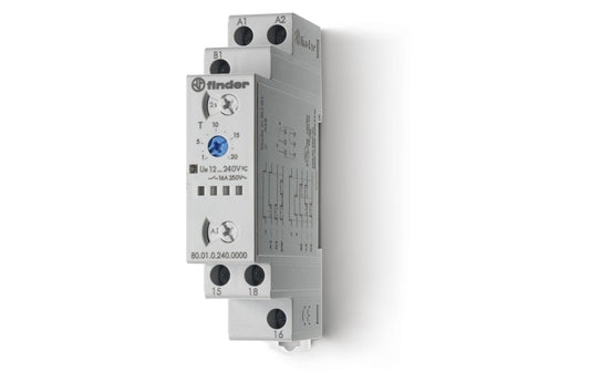 Finder | Multifunktionszeitrelais | 1 Wechsler 16A, 12-240V, 6 Funktionen