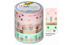 Folia, Washi Tape Hotfoil Rosa/Gold/Grün