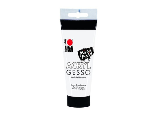 Marabu | Acryl Gesso weiss | 100ml, hochdeckende Acryl-Grundierung
