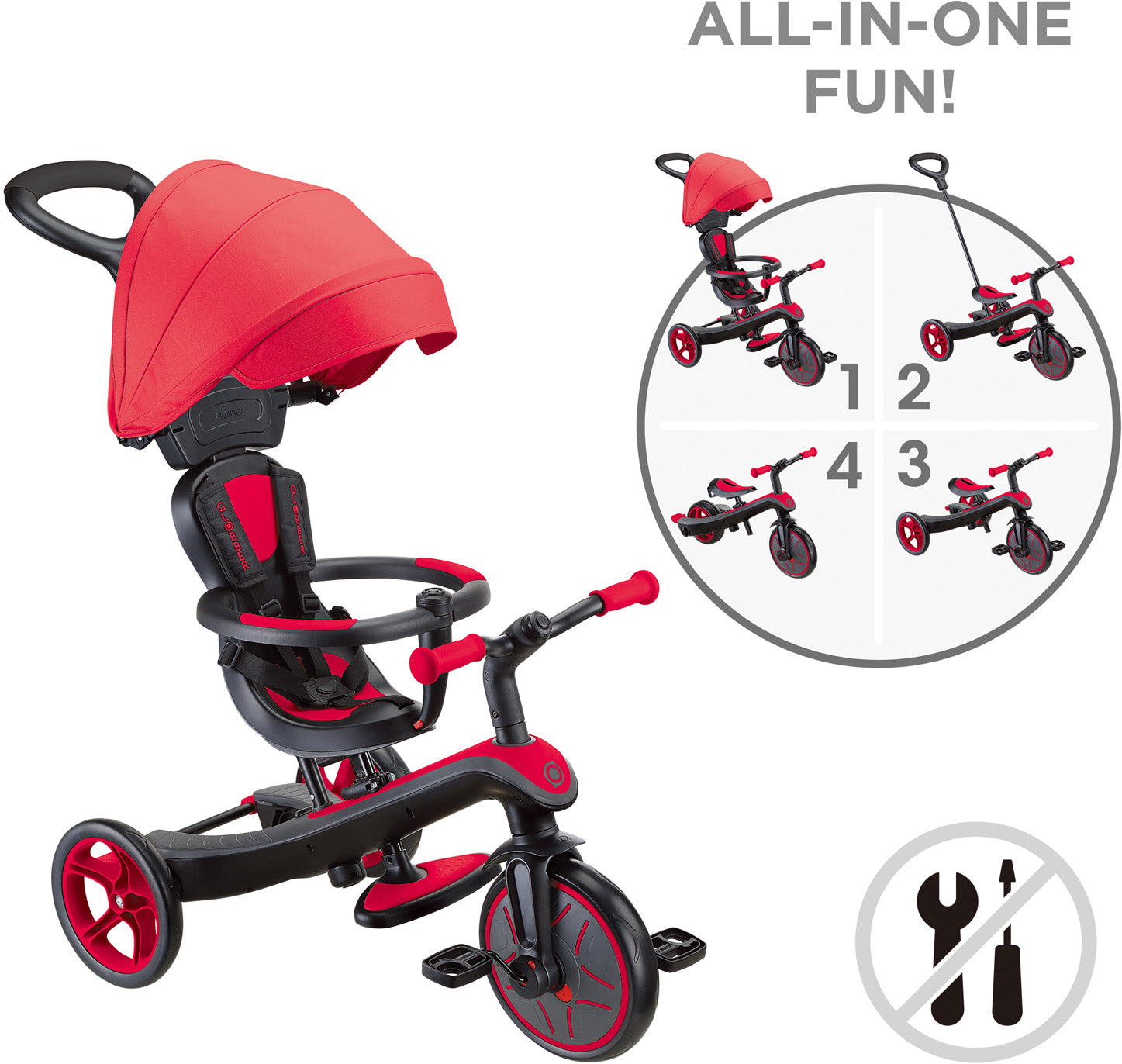 Globber Laufrad / Dreirad | Trike Explorer 4 in 1 | Rot