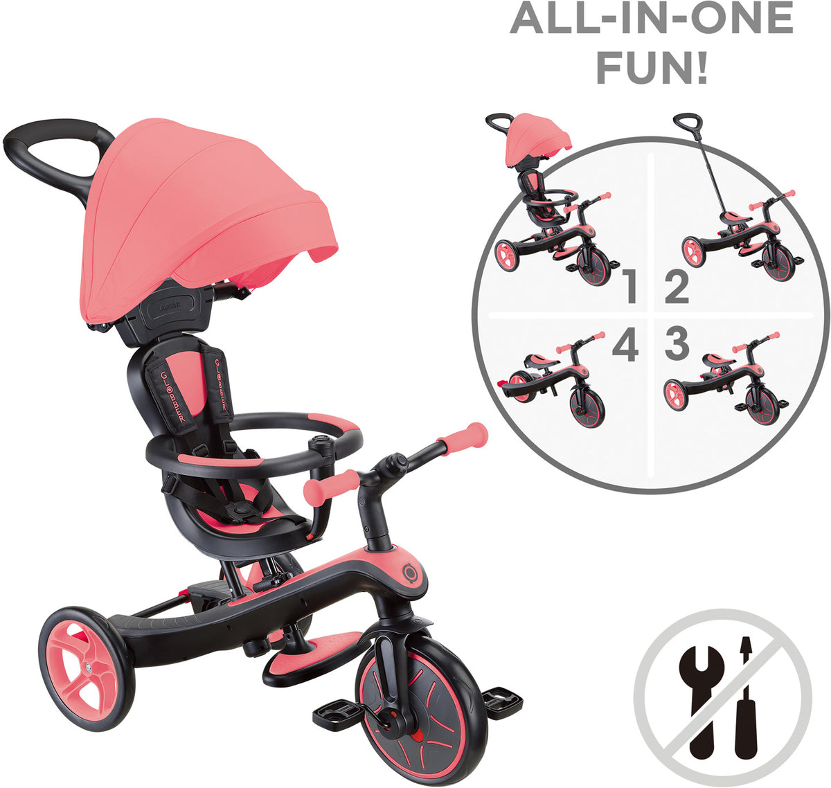 Globber Laufrad / Dreirad | Trike Explorer 4 in 1 | Pink