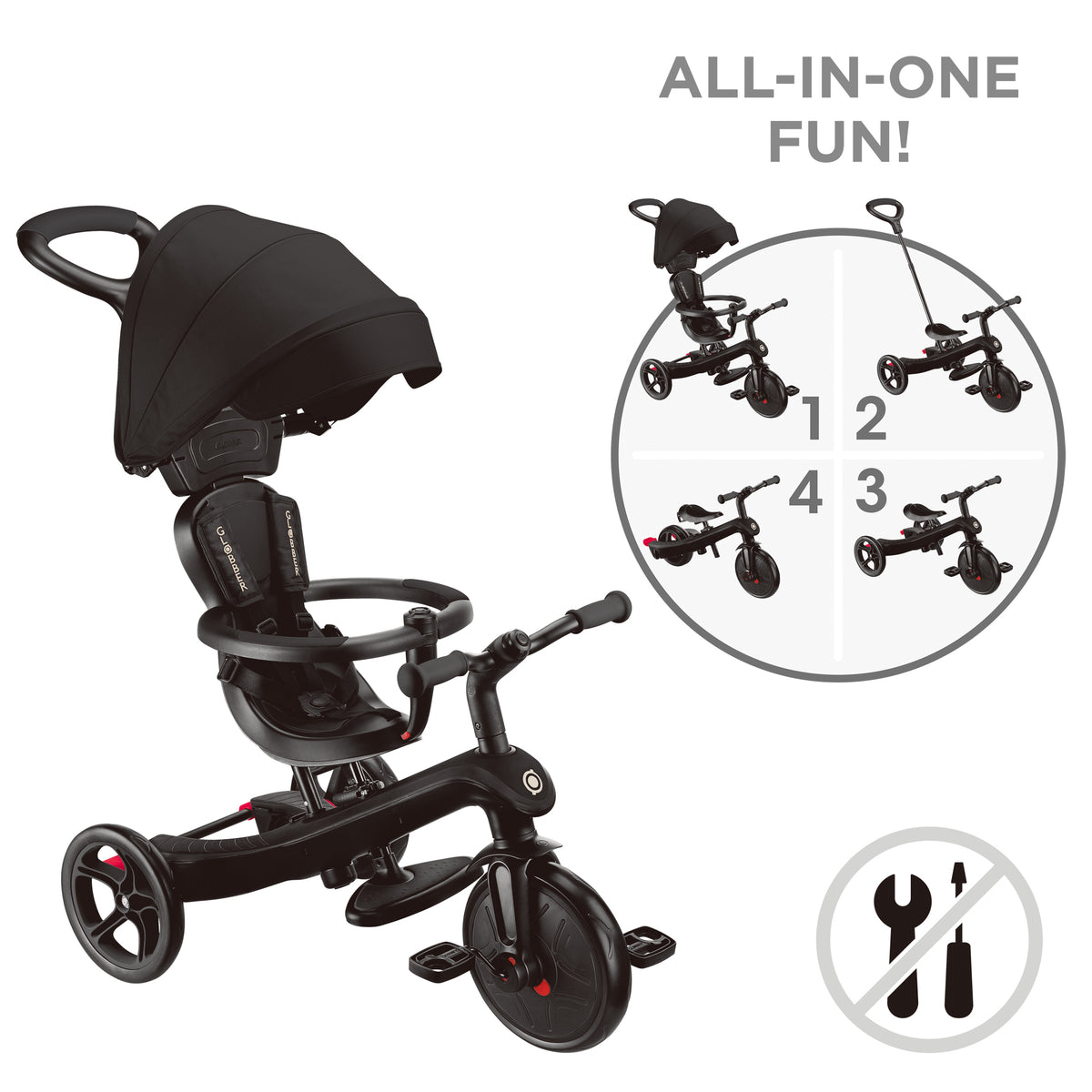 Globber Laufrad / Dreirad | Trike Explorer 4 in 1 | Schwarz