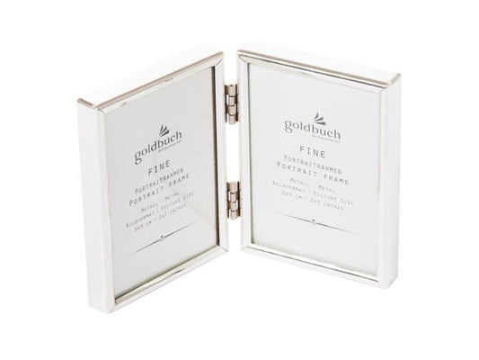 Goldbuch | Bilderrahmen Fine Silber, 6 x 9 c | 2 x 6x9 cm Fotos, klappbar, hoch