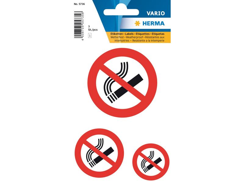 Herma Stickers | Herma Hinweisetiketten: Rauchen verboten | 3 Stück, wetterfest