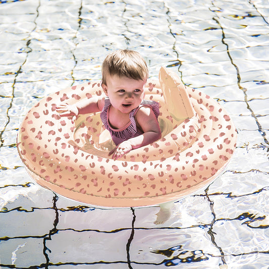 Swim Essentials | Siège de bain bébé 0-1 an | Vieux rose léopard